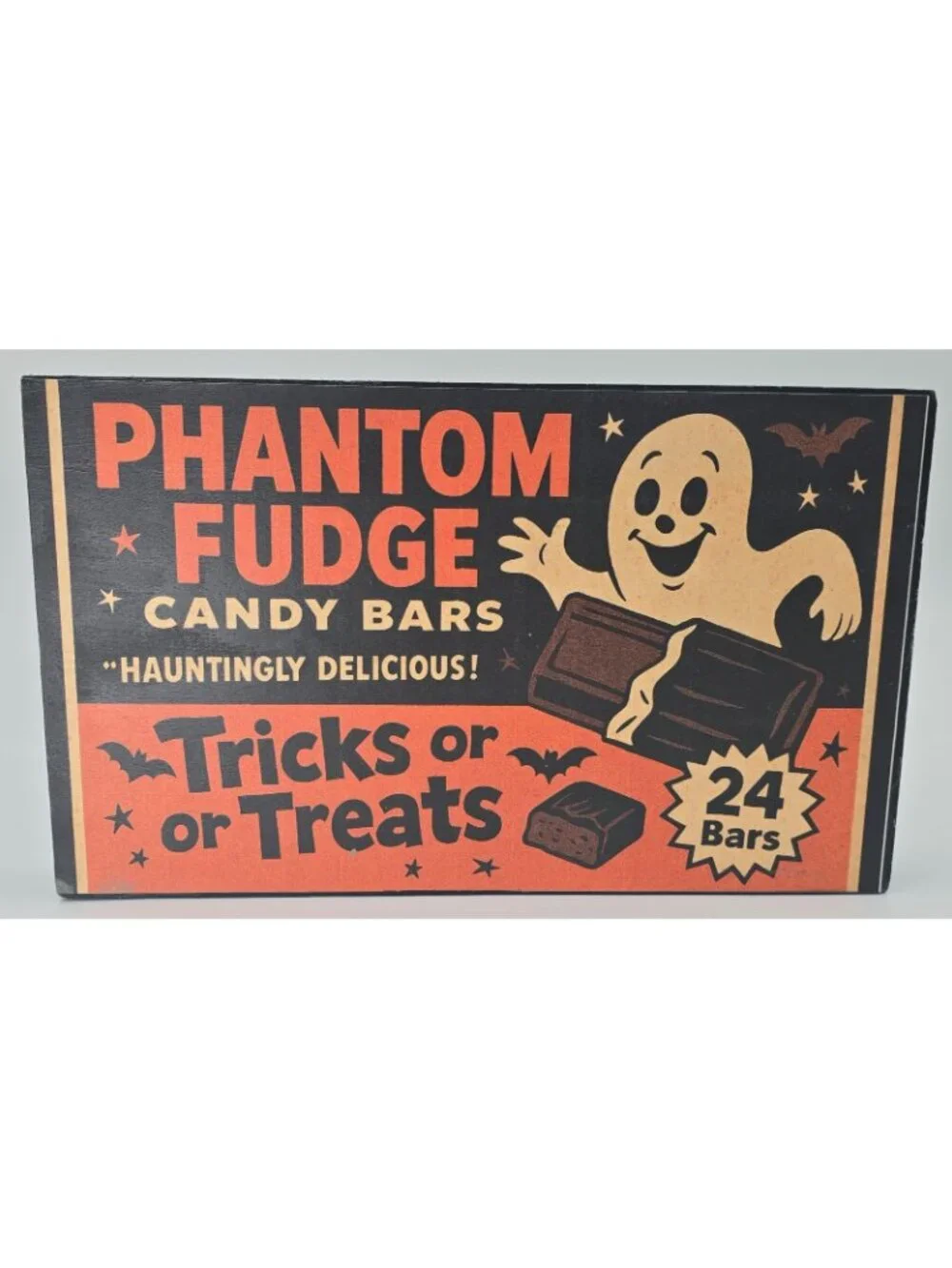 OOAK Set of 3 Retro Halloween Wood Wall Signs Candy Advertising Ghost Cat Witch